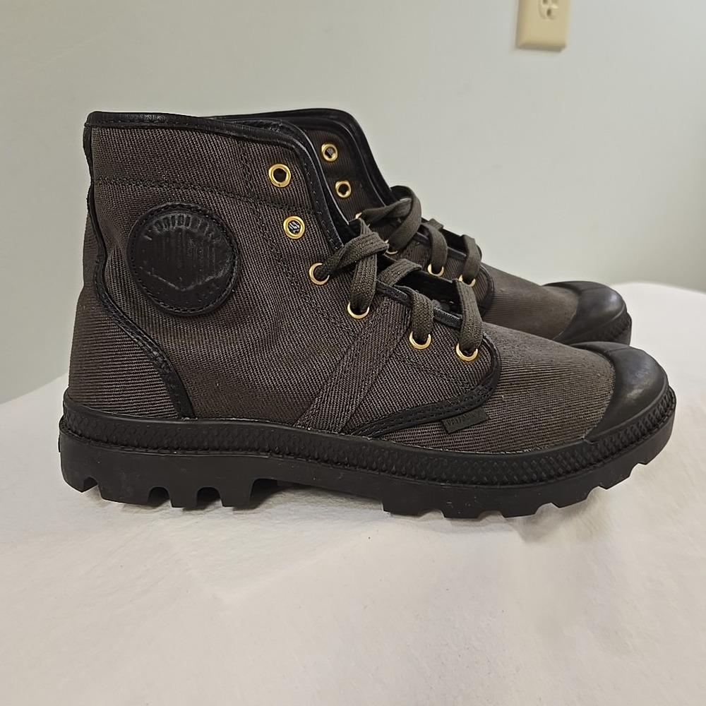 Palladium Pallabrouse Men's Olive Boots Size 8.5 New Canvas Military Boots - Picture 2 of 13